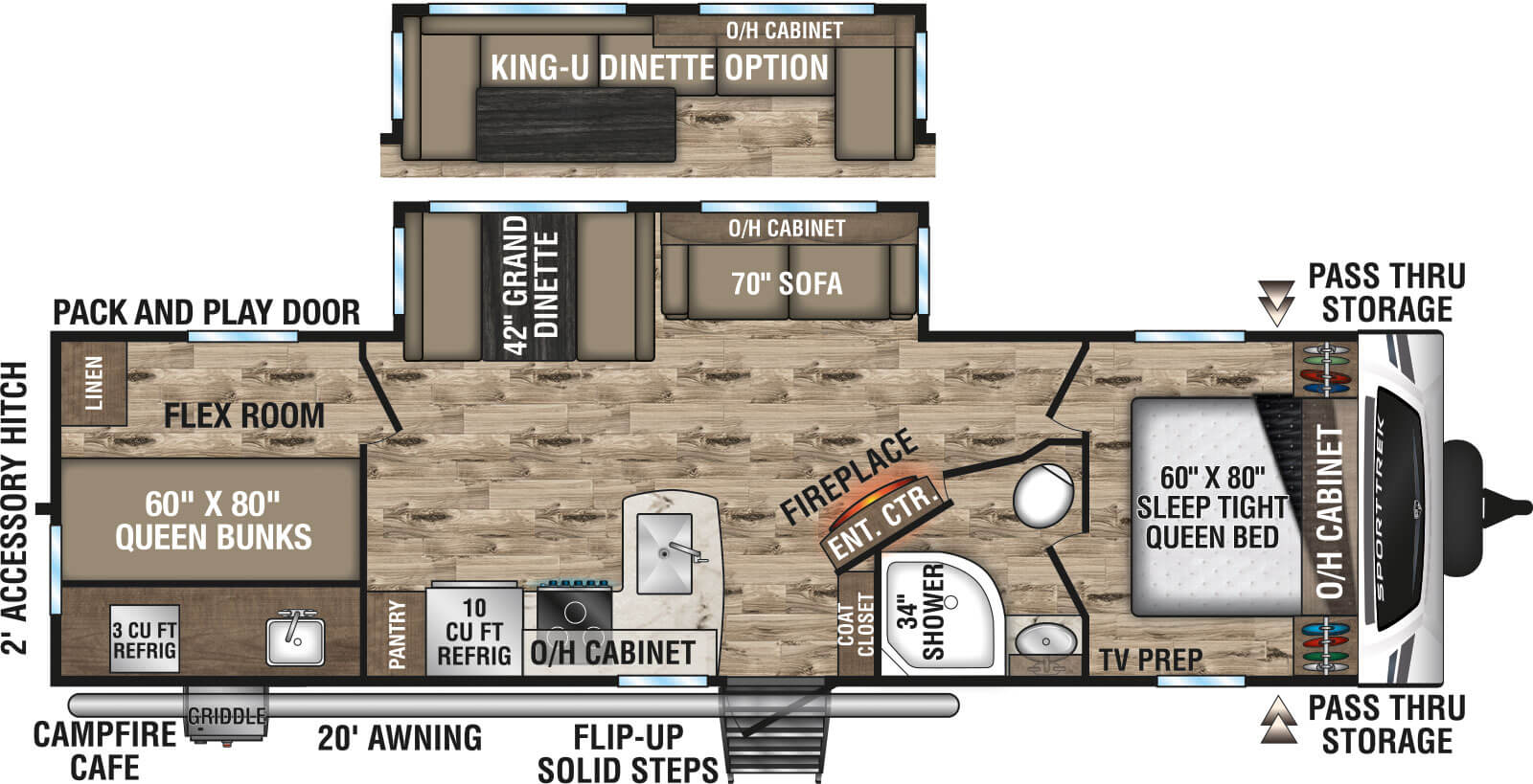 2024 Venture RV SportTrek ST291VTQ Travel Trailer Floorplan