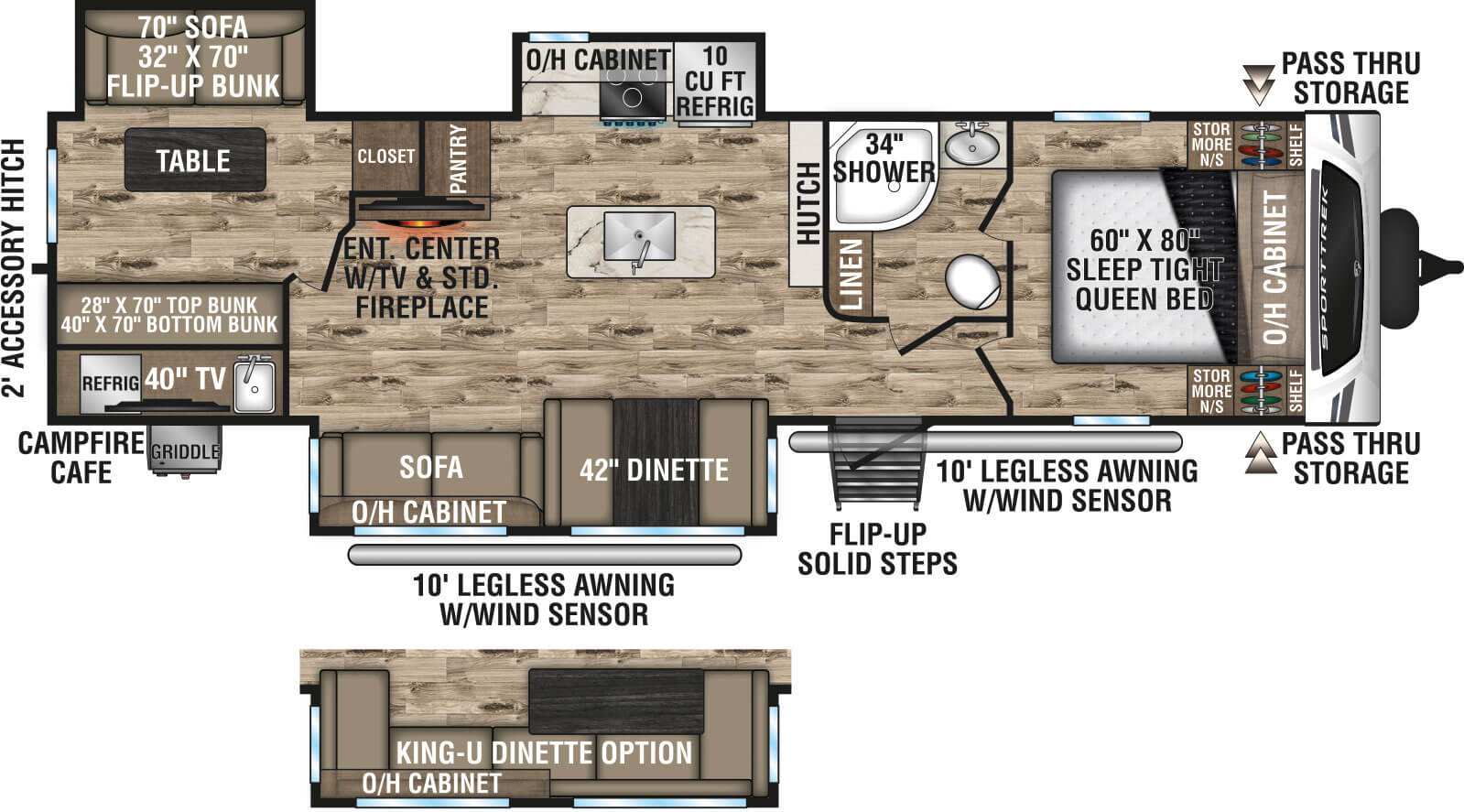 2024 Venture RV SportTrek ST327VIK Travel Trailer Floorplan