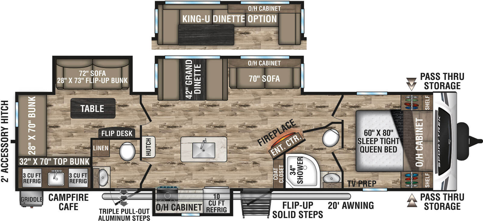 2024 Venture RV SportTrek ST333VIK Travel Trailer Floorplan