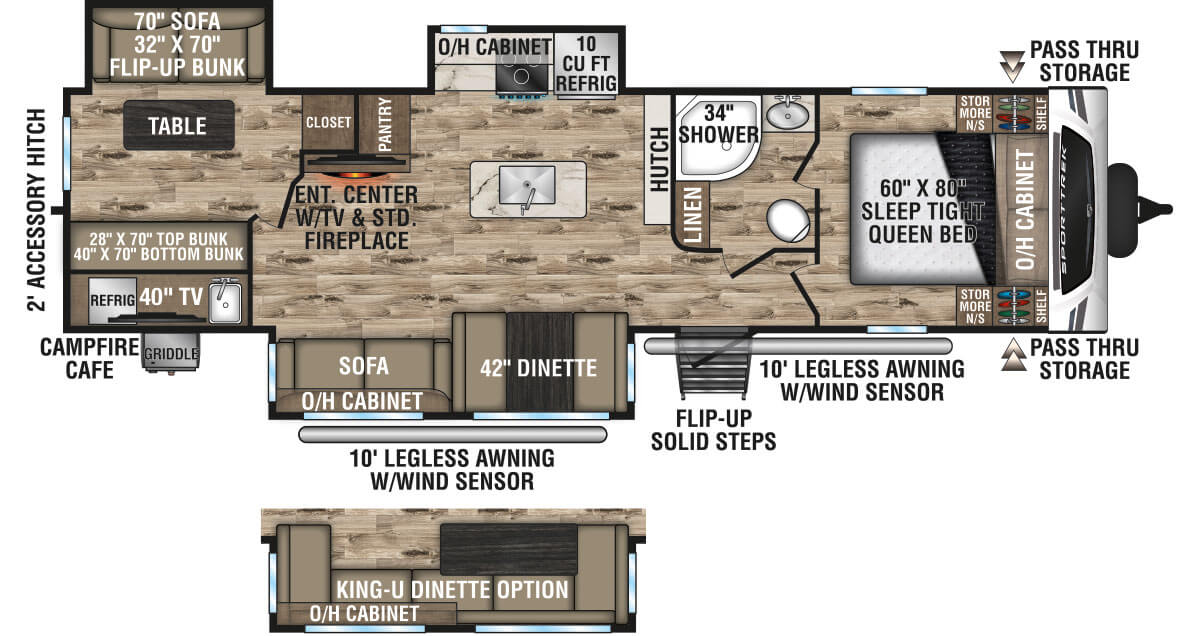 2024 Venture RV SportTrek ST327VIK Travel Trailer Floorplan