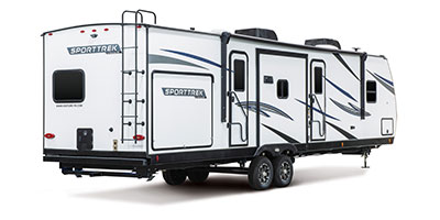 2024 Venture RV SportTrek ST333VIK Travel Trailer Exterior Rear 3-4 Door Side