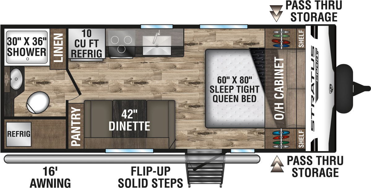 2024 Venture RV Stratus Sport SR199VRBS Travel Trailer Floorplan