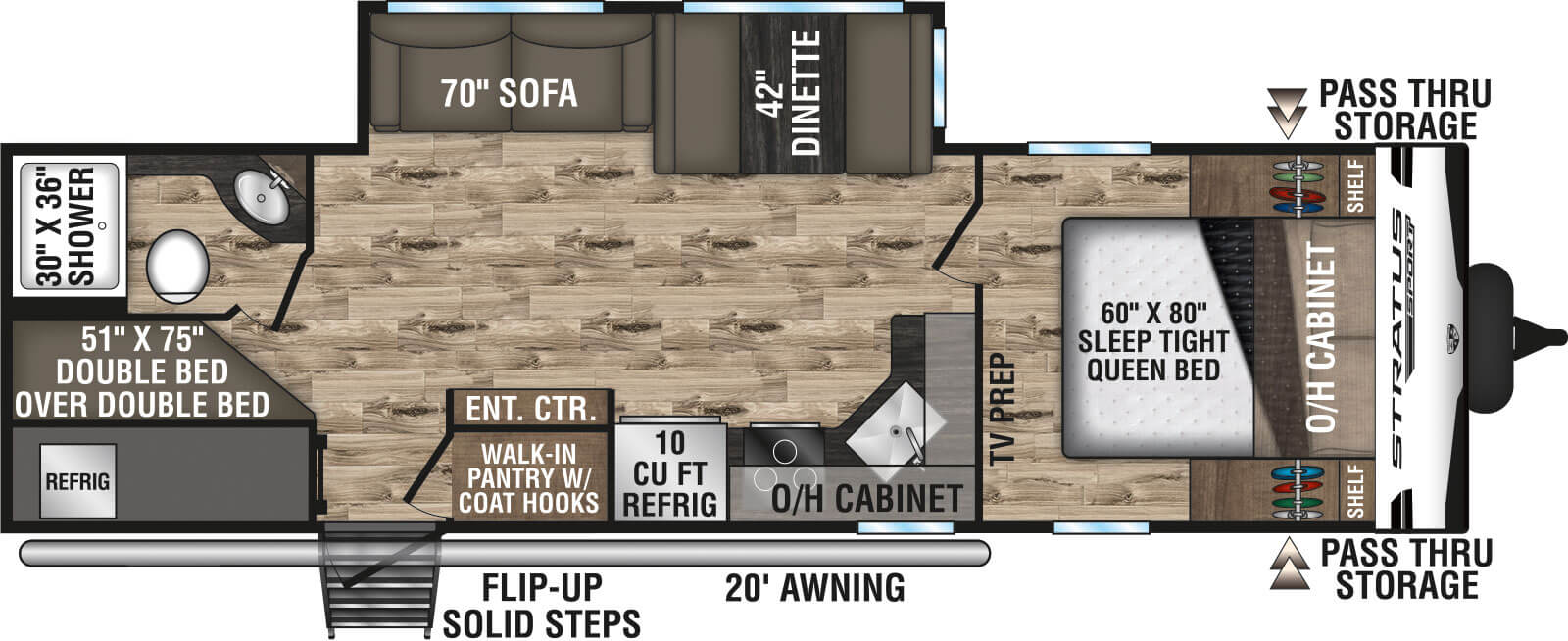 2024 Venture RV Stratus Sport SR289VBHS Travel Trailer Floorplan