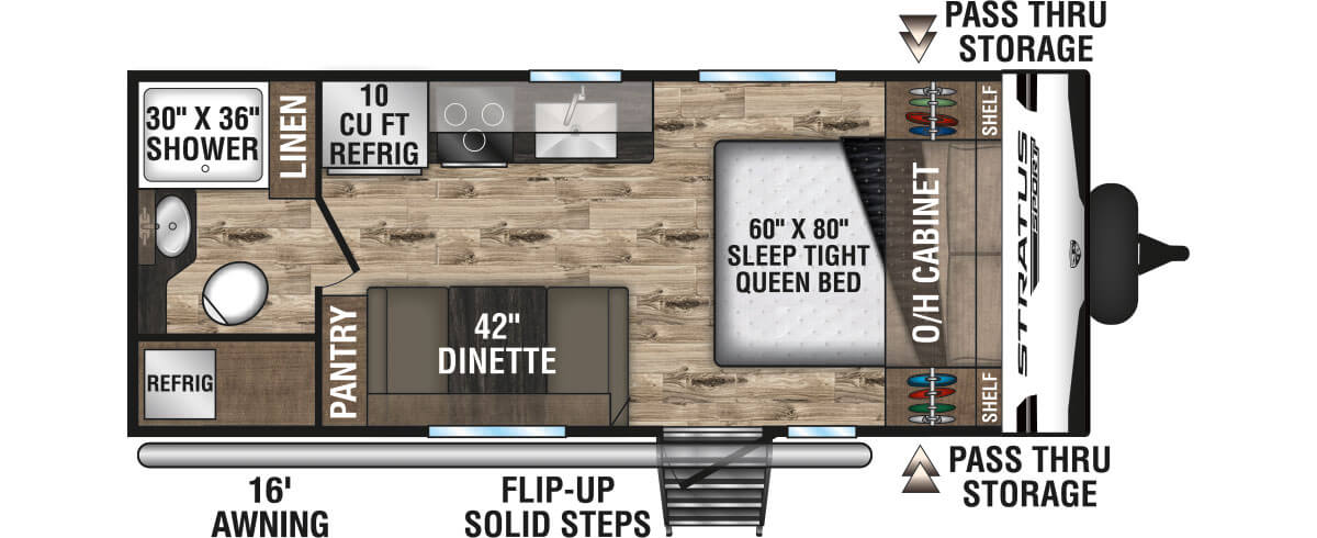 2024 Venture RV Stratus Sport SR199VRBS Travel Trailer Floorplan