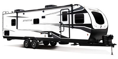 2023 Venture RV Stratus SR281VFD Travel Trailer Exterior Front 3-4 Door Side