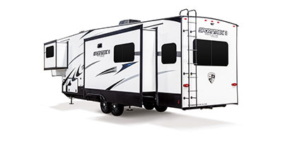 2024 Venture RV SportTrek Touring Edition STTF353VIK Fifth Wheel Exterior Rear 3-4 Off Door Side